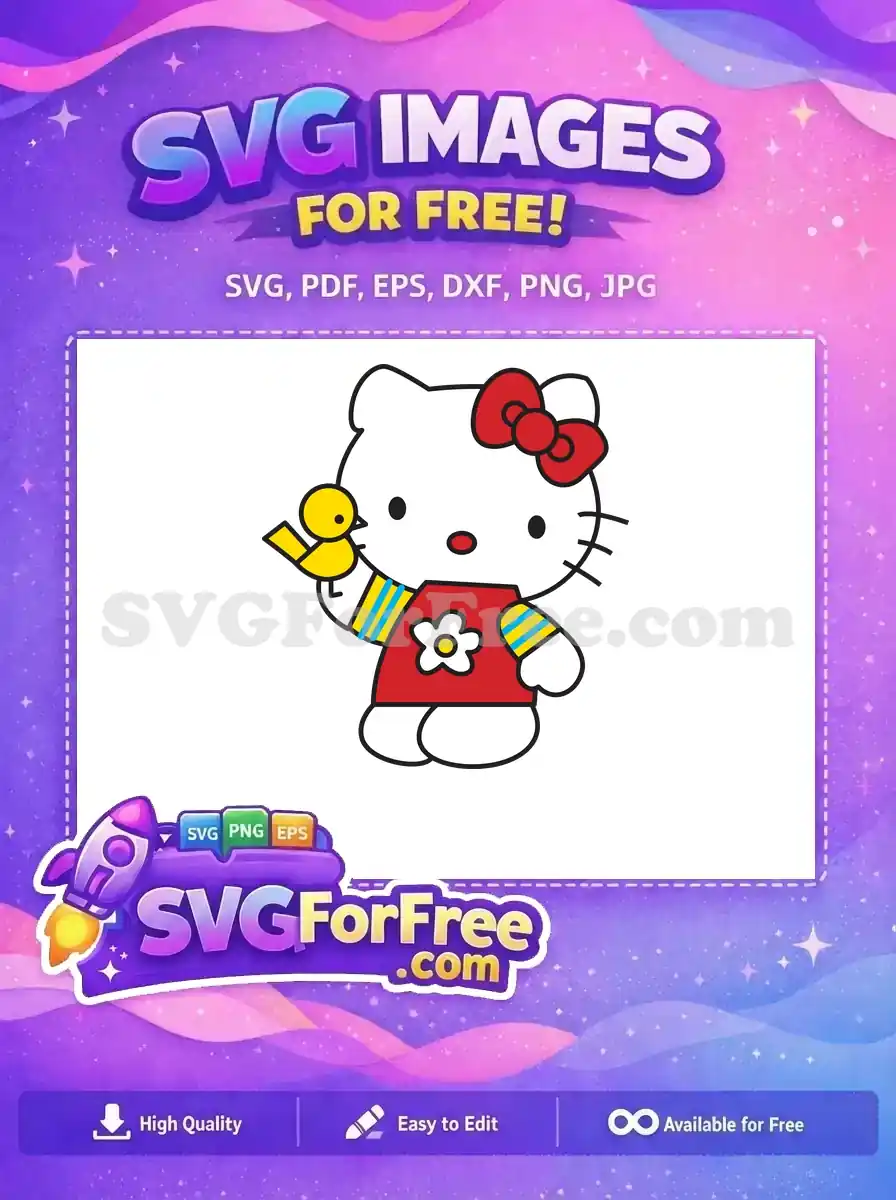 Free Red Bow Free Yellow Bird Hello Kitty Free SVG 3