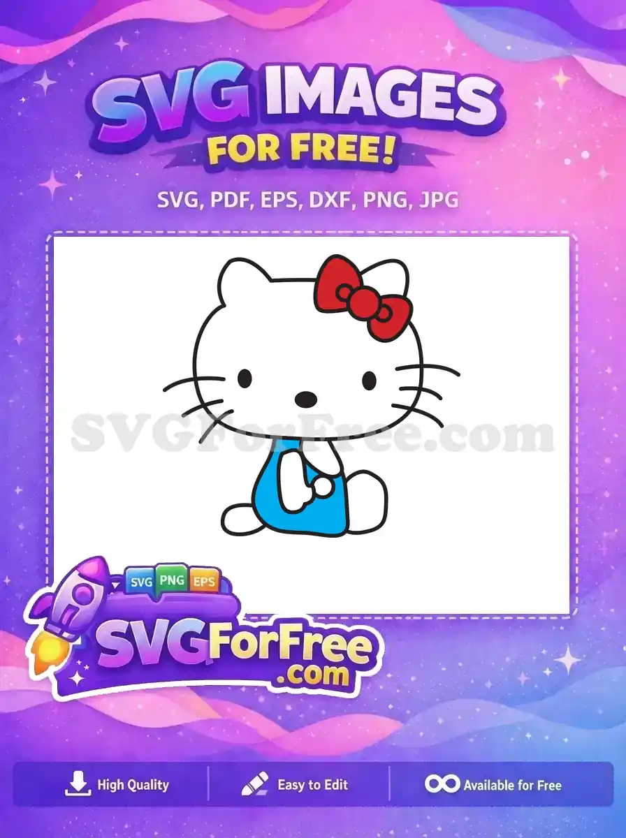 Free Red Bow Free Blue Dress Hello Kitty Free SVG 3