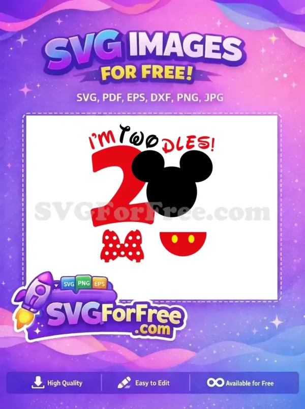 Free Red Number Two Free Minnie Bow I'm Twooodles Free SVG