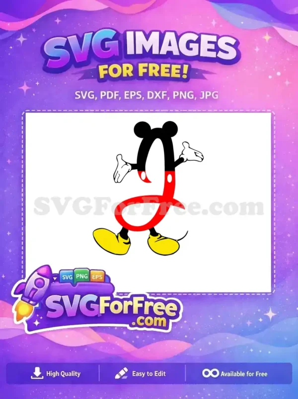 Free Red Letter Free Yellow Shoes Mickey Free SVG