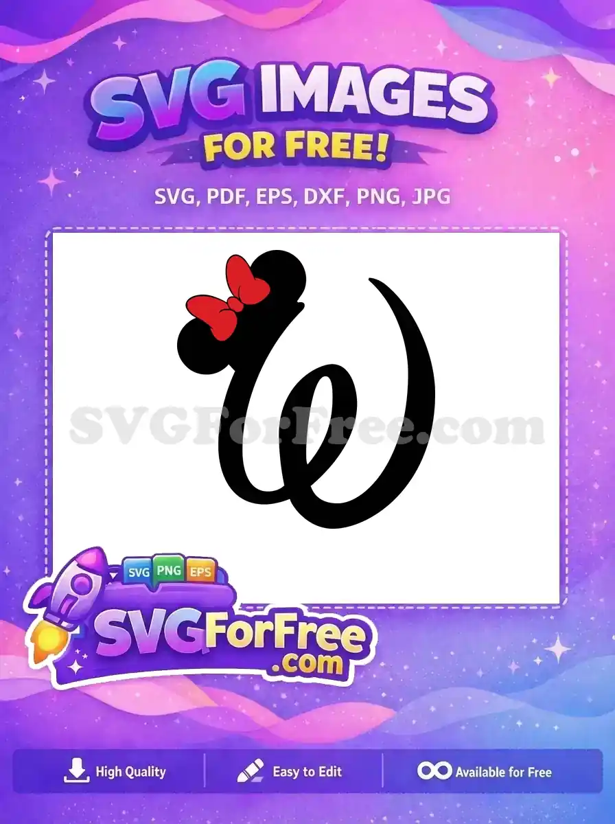 Free Minnie Mouse Red Bow Free Letter W Initial Free SVG