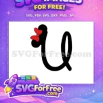 Free Minnie Red Bow Free Cursive Letter U Mickey Free SVG - Instant Download