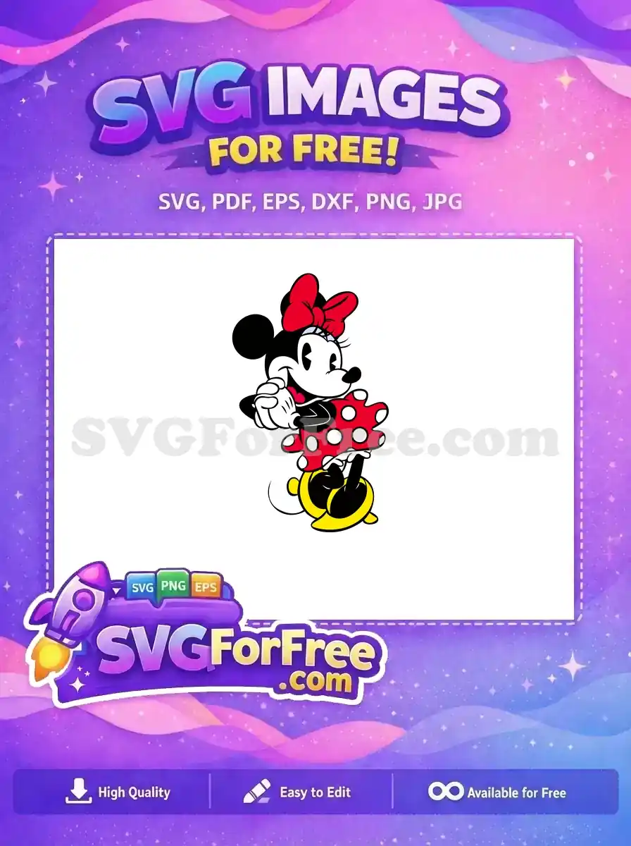Free Smiling Minnie Free Red Bow Mickey Free SVG 1