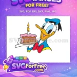 Free Smiling Donald Duck Free Birthday Cake Mickey Free SVG - Instant Download