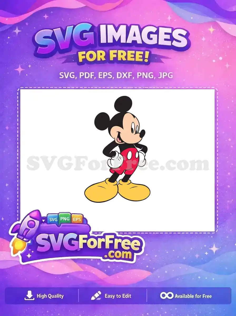 Free Smiling Mickey Free Hands on Hips Cartoon Free SVG