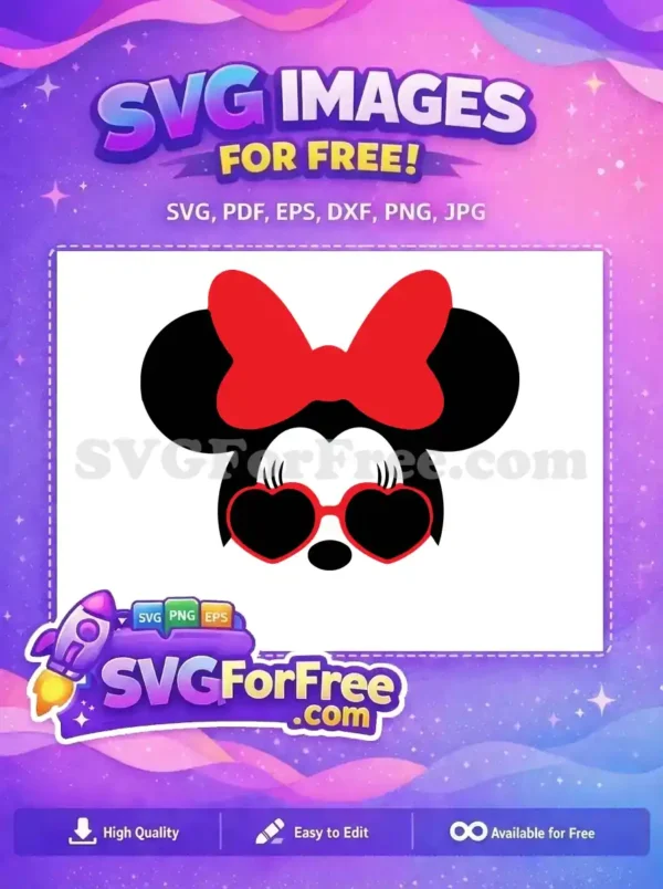 Free Red Bow Free Heart Glasses Minnie Free SVG