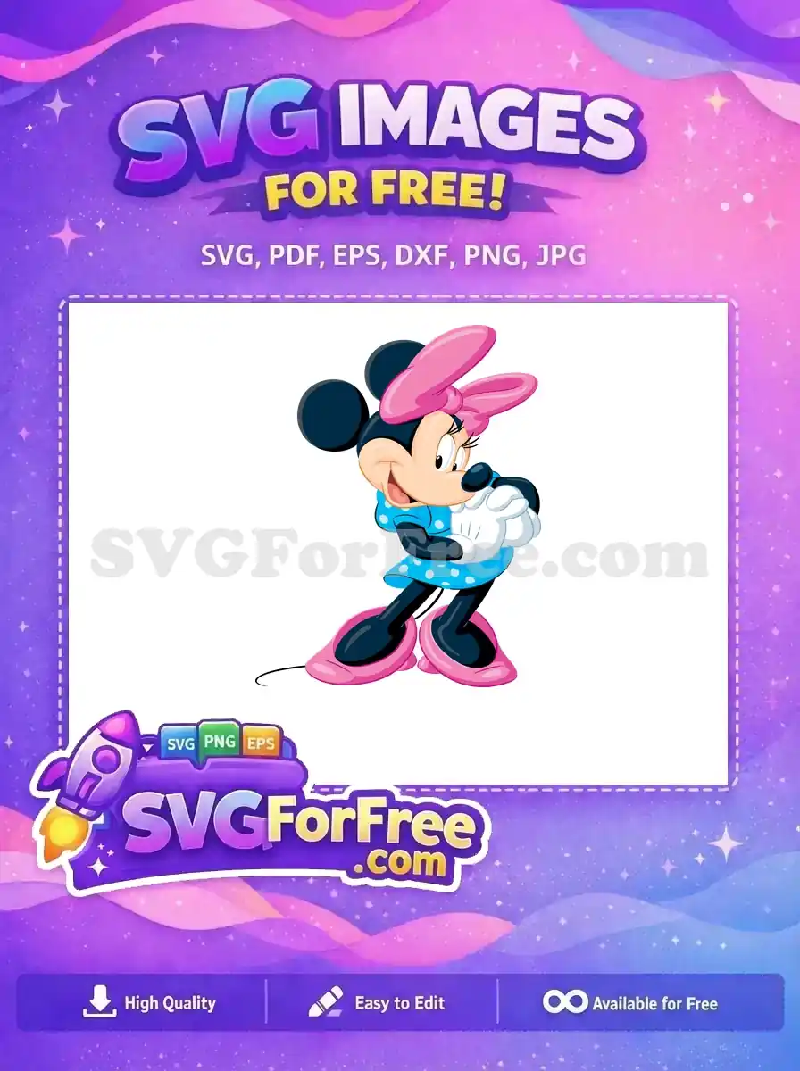 Free Smiling Minnie Free Blue Dress Mickey Free SVG 1