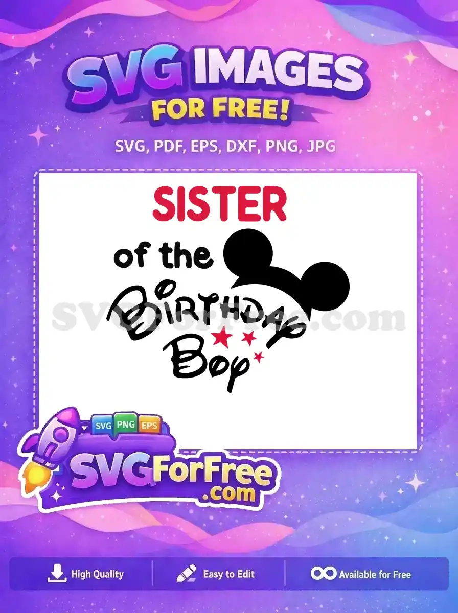 Free Red Sister Free Birthday Boy Mickey Free SVG