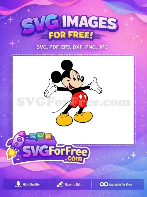 Free Smiling Character Free Open Arms Mickey and Friends Free SVG