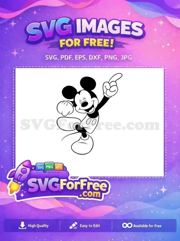 Free Happy Mickey Mouse Free Pointing Up Mickey Free SVG