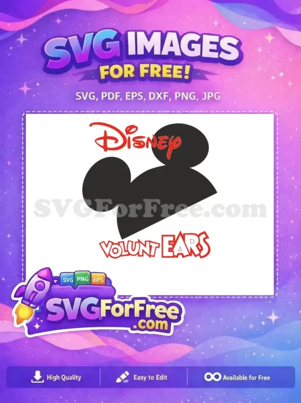 Free Red Disney Free Mickey Mouse Volunteer Ears Free SVG