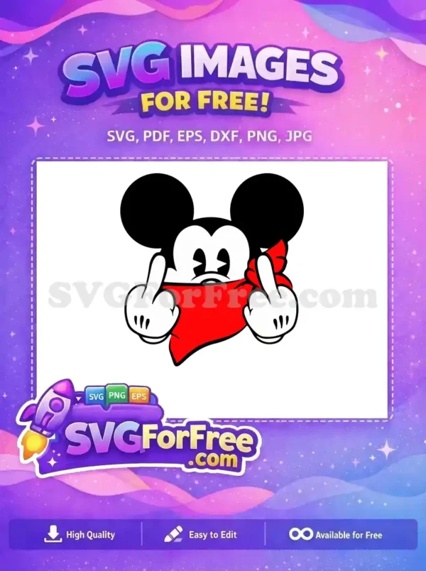 Free Mickey Giving Finger Free Red Bandana Mickey Free SVG