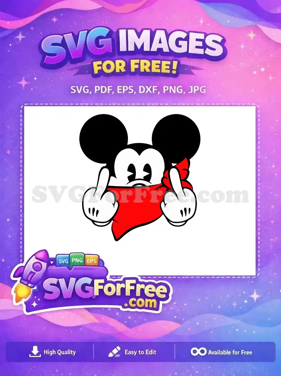Free Mickey Giving Finger Free Red Bandana Mickey Free SVG