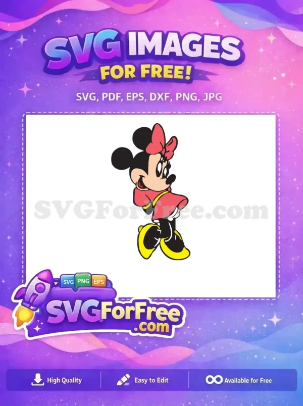Free Cheerful Minnie Mouse Free Red Bow Mickey Free SVG