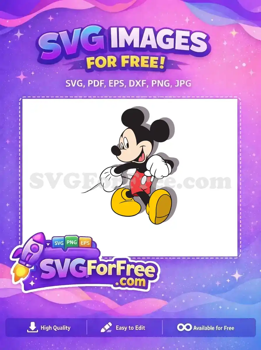 Free Smiling Mickey Mouse Free Strutting Pose Mickey and Friends Free SVG
