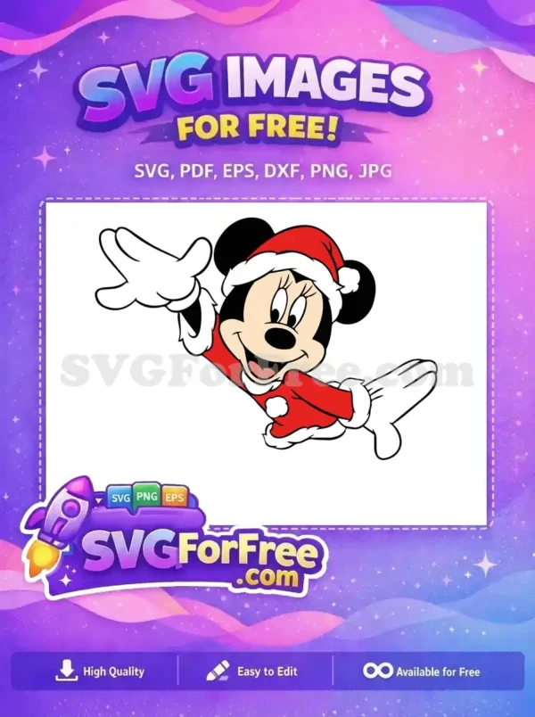 Free Santa Hat Free Cheerful Minnie Christmas Free SVG
