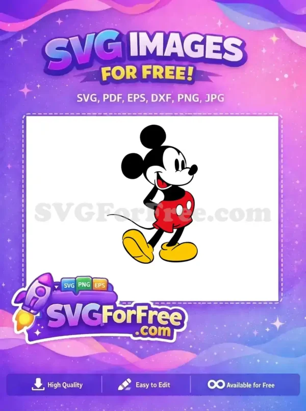 Free Smiling Classic Mickey Free Mouse Pose Mickey and Friends Free SVG 2