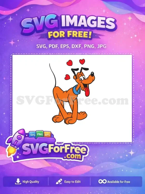 Free Orange Pluto Hearts Free Tongue Blue Collar Movie Free SVG