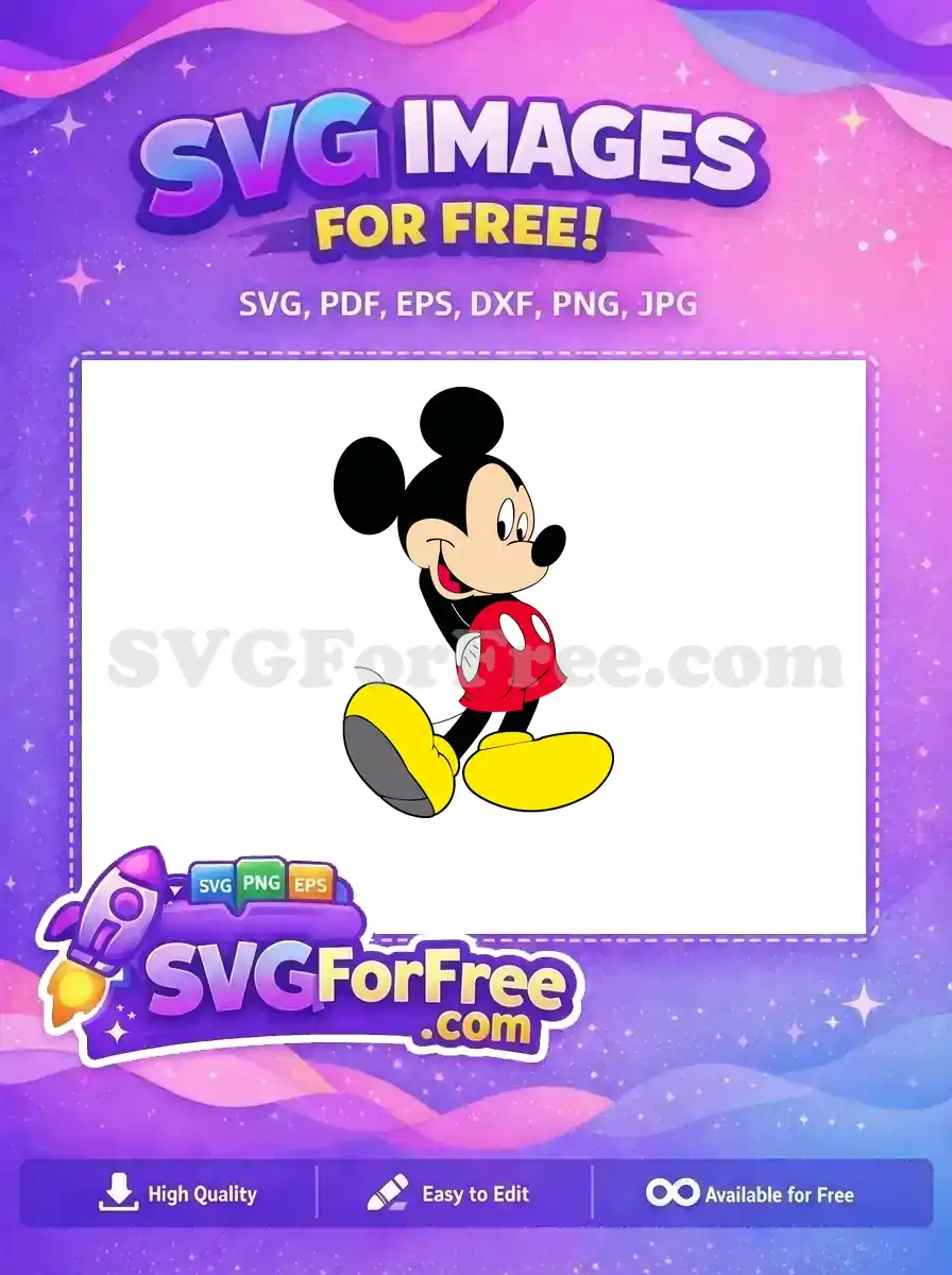 Free Smiling Classic Pose Free Red Shorts Mickey Free SVG 1