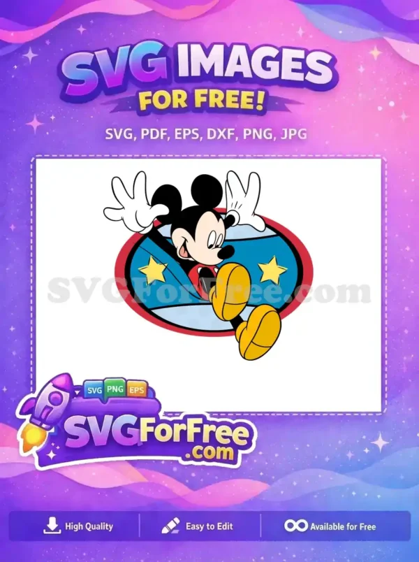 Free Cheerful Pose Free Yellow Stars Mickey and Friends Free SVG