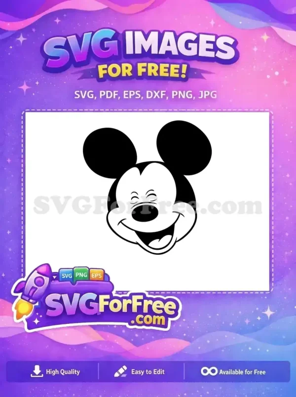 Free Black White Laughing Free Mickey Mouse Face Free SVG