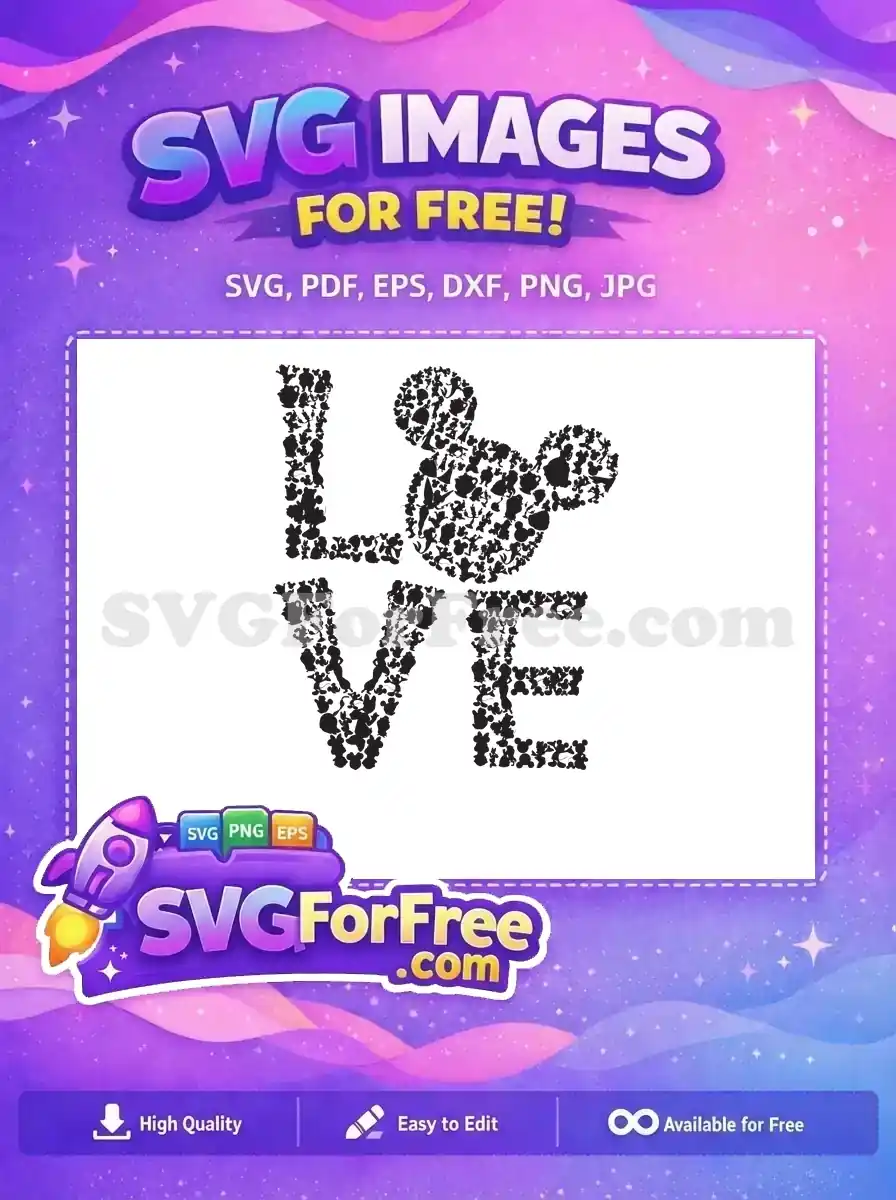 Free Silhouette Characters Free Love Design Mickey Friends Free SVG