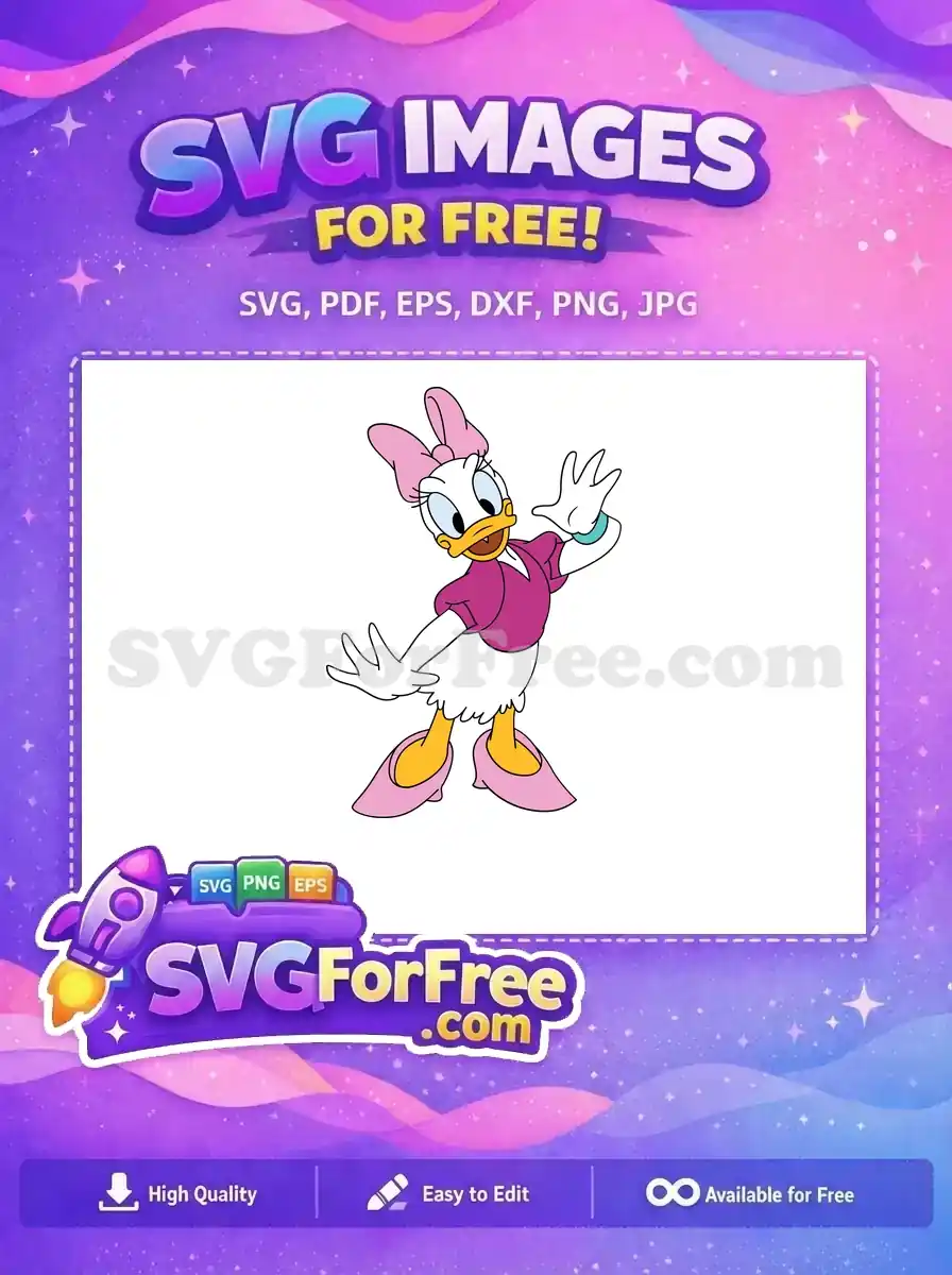 Free Daisy Duck Waving Free Pink Outfit Mickey Free SVG
