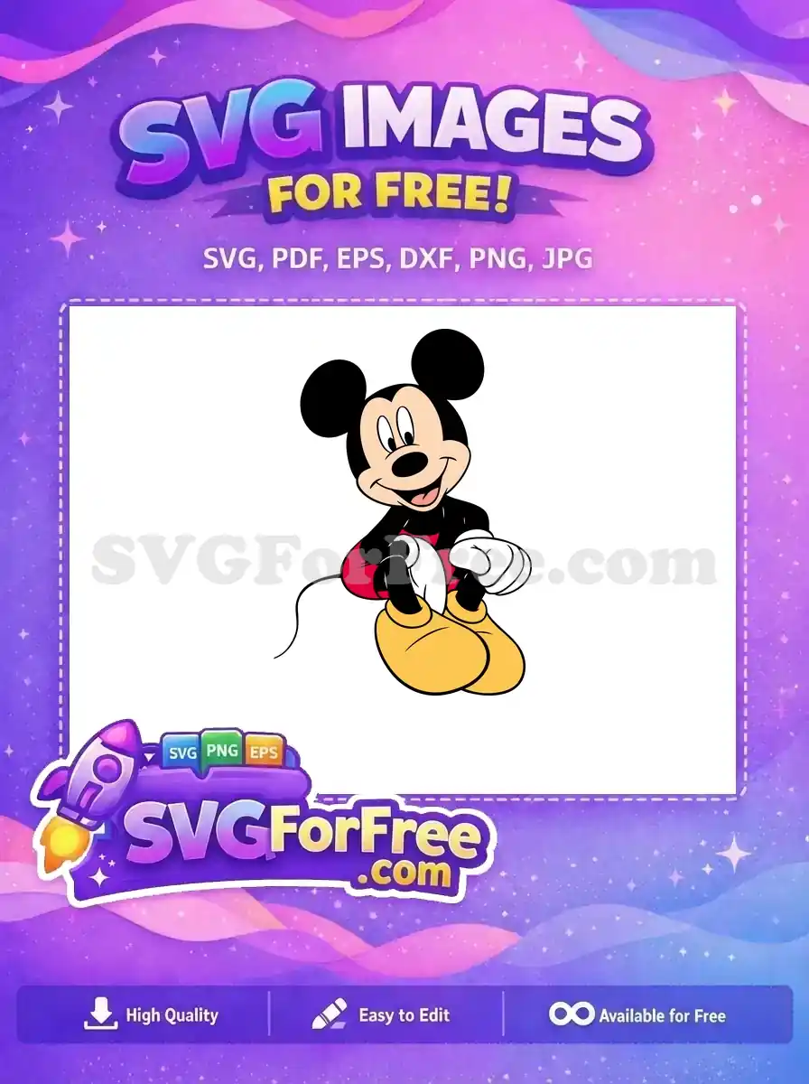 Free Smiling Mickey Free Sitting Pose Mickey and Friends Free SVG 2