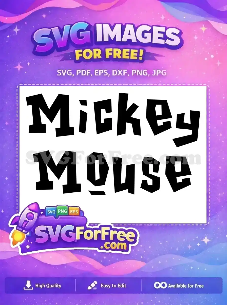 Free Black Bold Mickey Free Mouse Text Art Free SVG