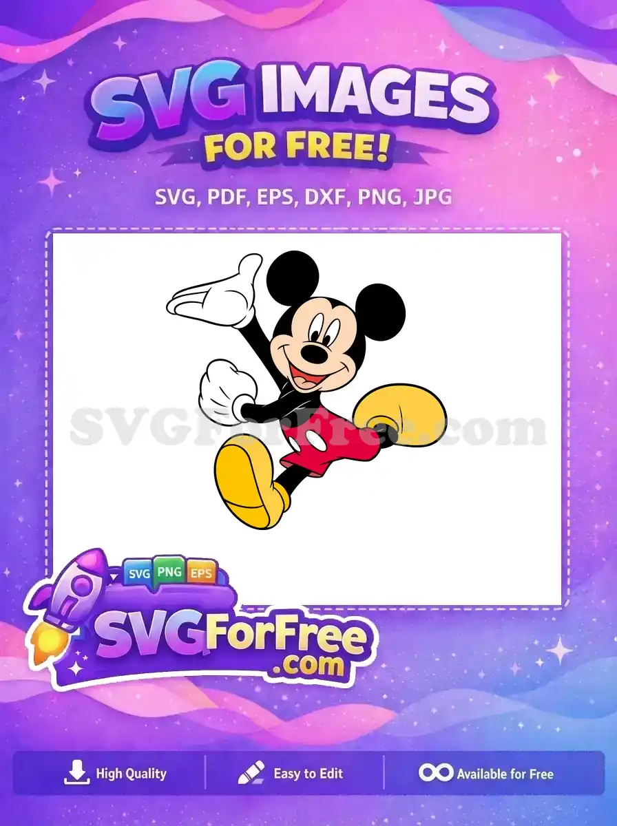Free Cheerful Classic Mickey Free Running Pose Disney Free SVG