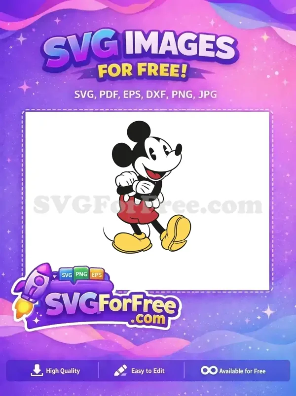 Free Smiling Mickey Free Arms Crossed Pose Cartoon Free SVG