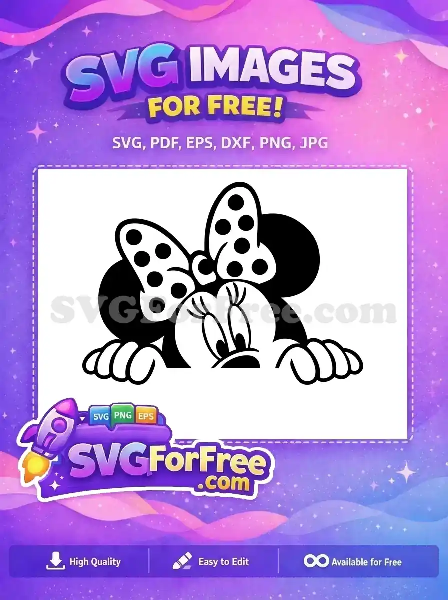 Free Minnie Mouse Peekaboo Free Black Polka Dots Mickey Free SVG