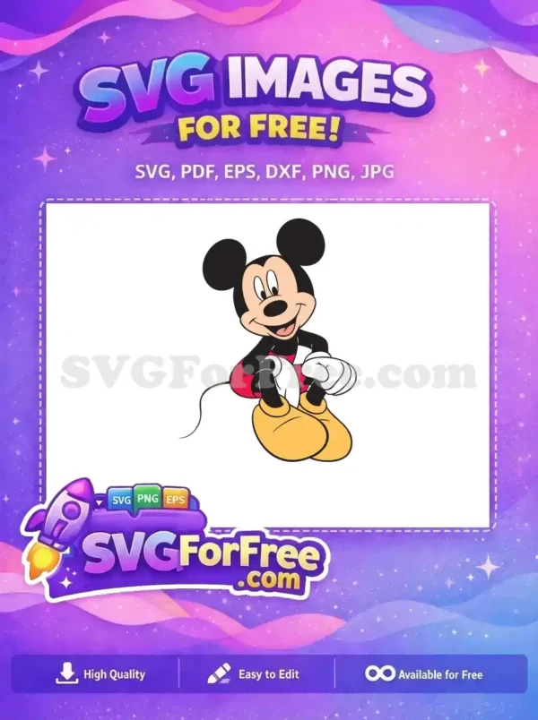 Free Smiling Mickey Free Cartoon Character Sitting Mickey and Friends Free SVG