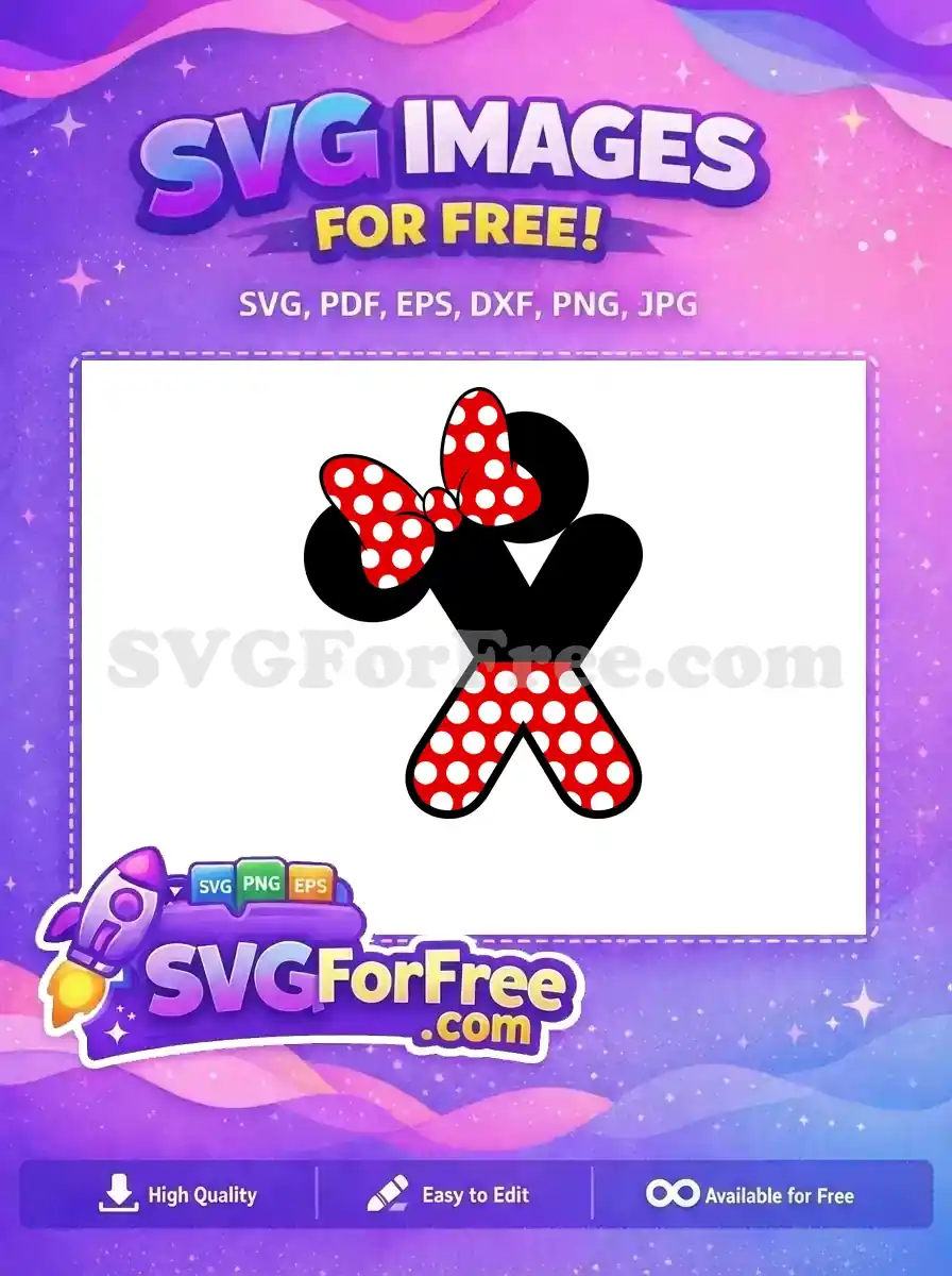Free Polka Dot Bow Free Minnie Mouse Initial X Free SVG