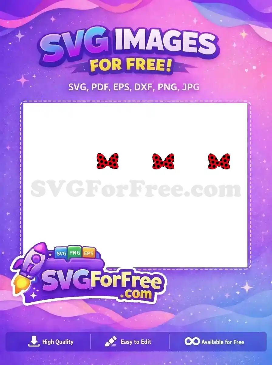 Free Three Minnie Bows Free Red Polka Dot Design Free SVG