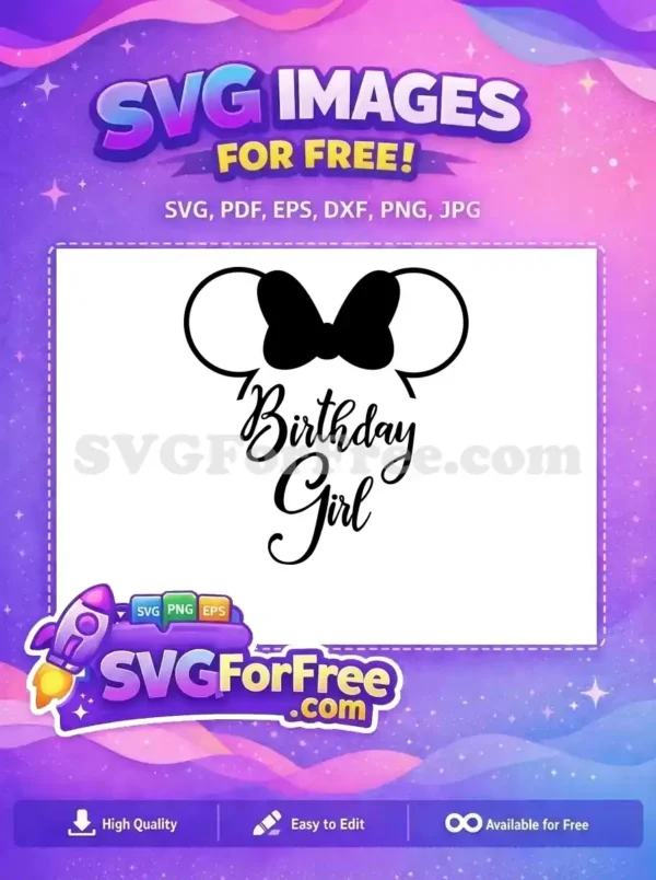 Free Minnie Ears Free Bow Birthday Girl Free SVG
