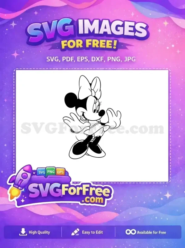 Free Waving Minnie Mouse Free Classic Pose Cartoon Free SVG Free Waving Minnie Mouse Free Classic Pose Cartoon Free SVG