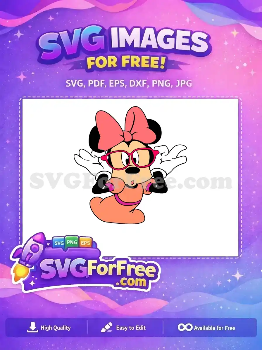 Free Minnie Mouse Glasses Free Bow Girl Free SVG