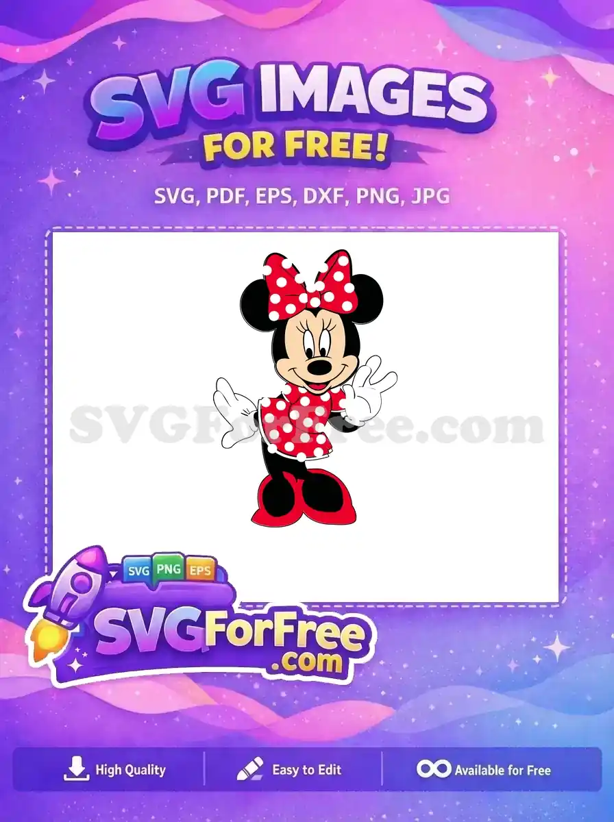 Free Cute Minnie Free Polka Dot Dress Cartoon Free SVG