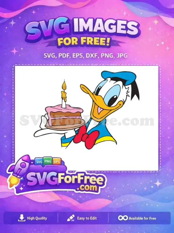 Free Cheerful Donald Duck Free Birthday Cake Mickey Free SVG