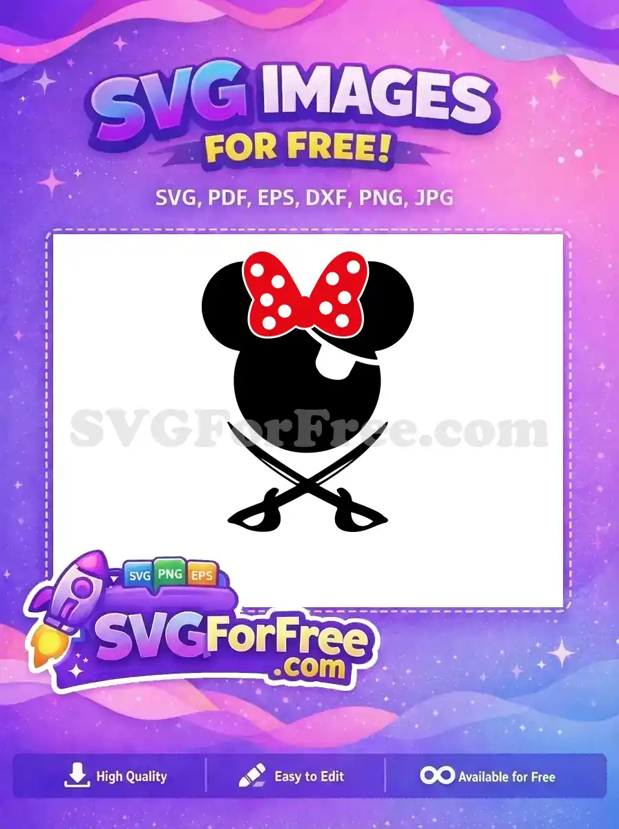 Free Pirate Minnie Red Polka dots Free Swords Mickey Free SVG