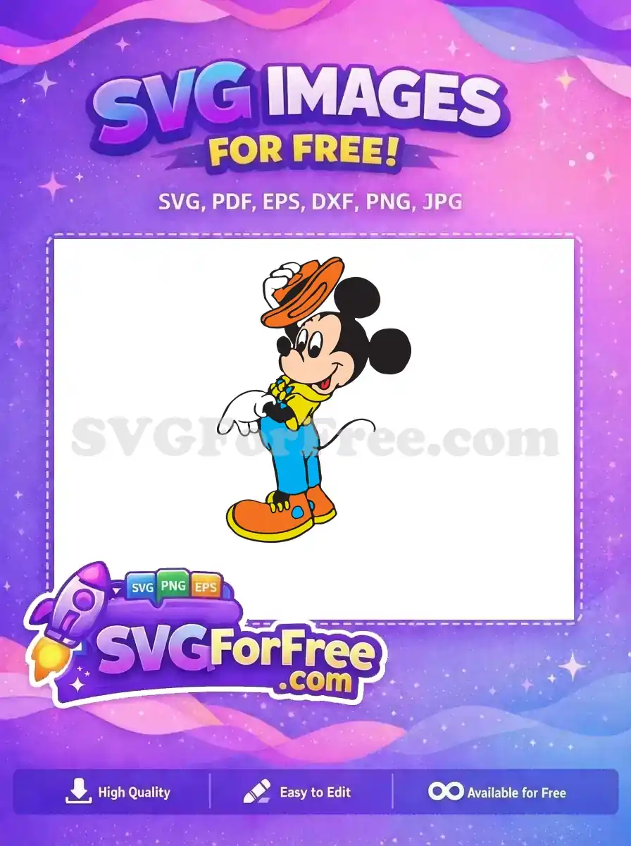 Free Mickey Orange Hat Free Yellow Scarf Cartoon Free SVG