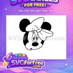 Free Minnie Mouse Face Free Black White Portrait Free SVG - Instant Download