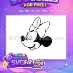 Free Winking Minnie Mouse Face Free Black White Cartoon Free SVG - Instant Download