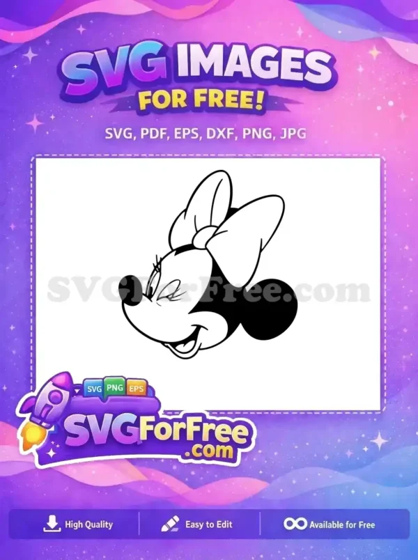 Free Winking Minnie Mouse Face Free Black White Cartoon Free SVG