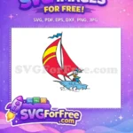 Free Red Sailboat Free Blue Accents Mickey Free SVG - Instant Download