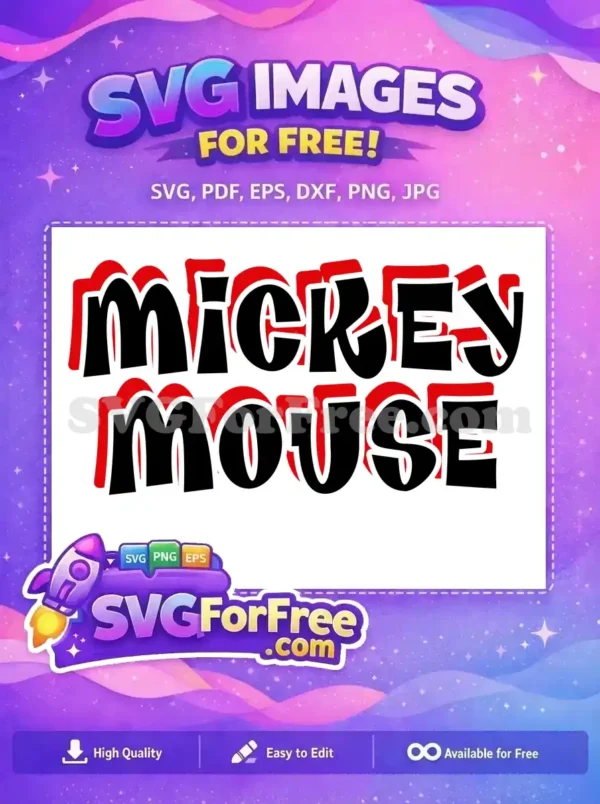 Free Red Shadow Free Black Letters Mickey Mouse Free SVG