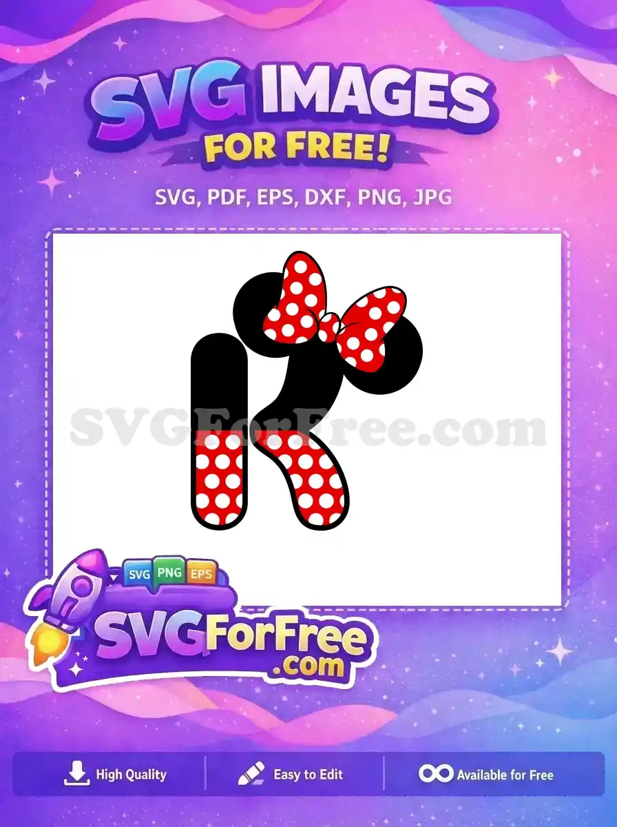 Free Polka Dot Minnie Number K Free Monogram Initial Free SVG