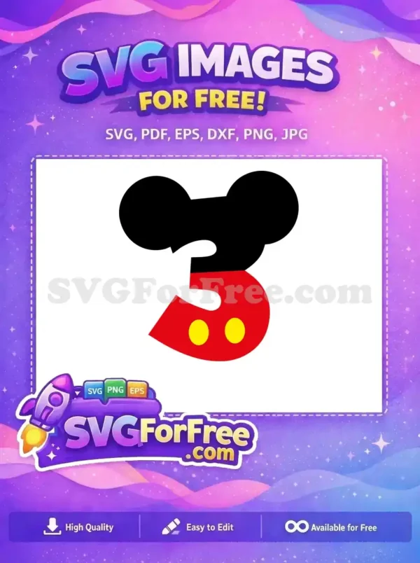 Free Number Three Free Mickey Mouse Free SVG Free Number Three Free Mickey Mouse Free SVG