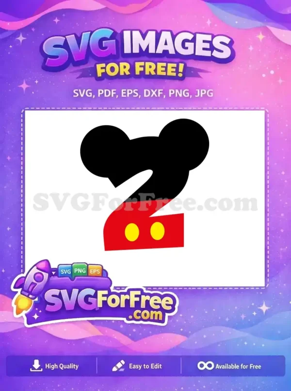 Free Number Two Free Polka Dots Mickey Mouse Free SVG